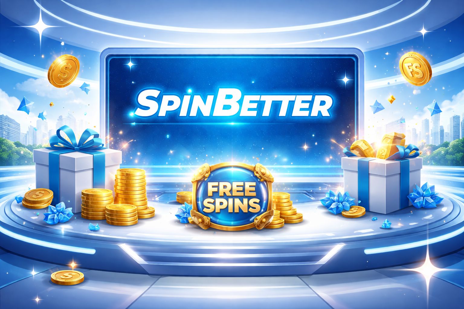 Muestra dinámica de promociones SpinBetter con banners de bonos, giros gratis, iconos de devolución de dinero y una interfaz de apuestas pulida para Argentina.