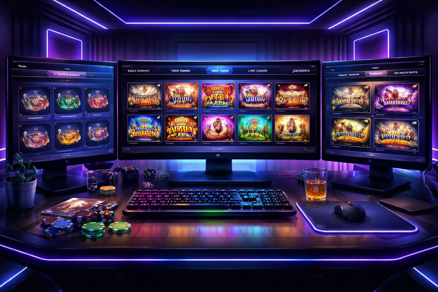 Vista amplia de una interfaz de juego elegante en escritorio mostrando múltiples categorías de juegos SpinBetter y visuales vivos de casino.