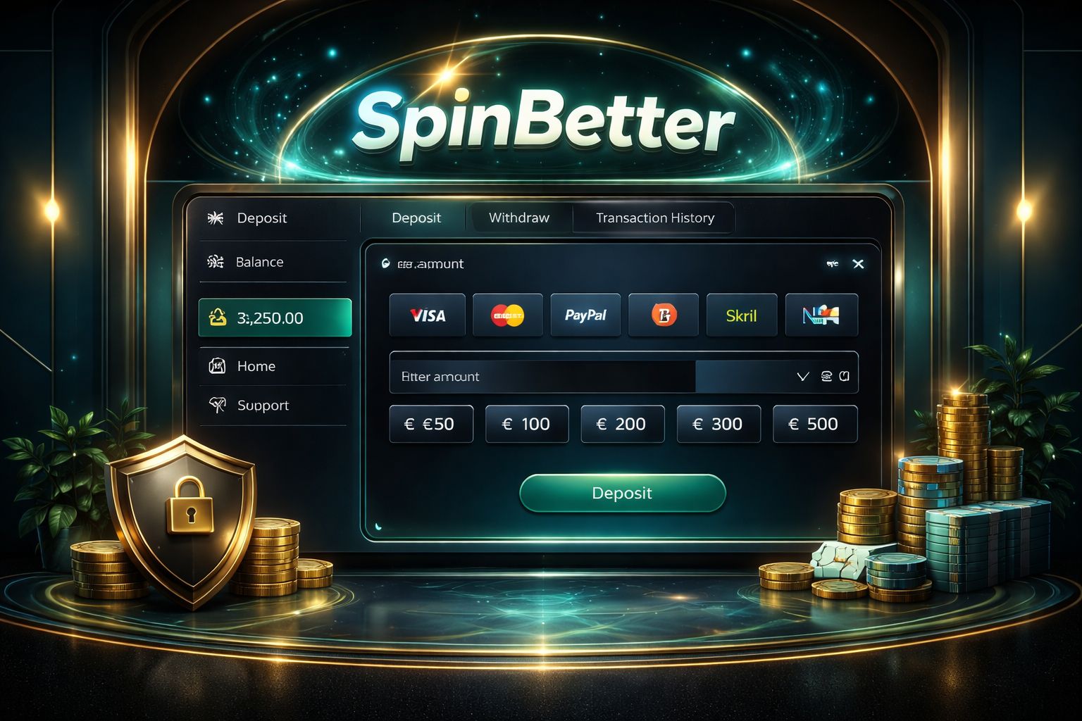 Página de pagos SpinBetter para Argentina con opciones de depósito y retiro